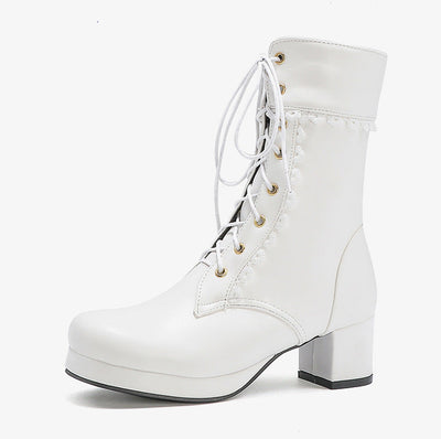 Lace-up ankle boots with decorative lace - Celeste