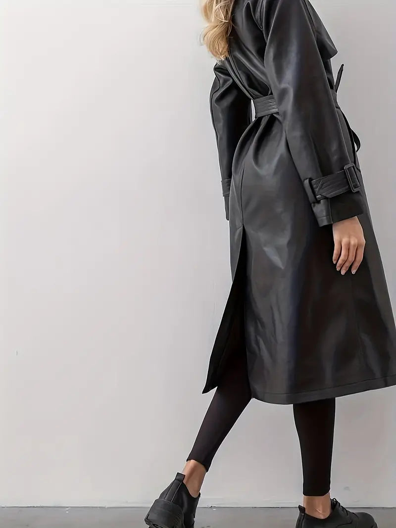 Leather trench coat with belt - Hayle
