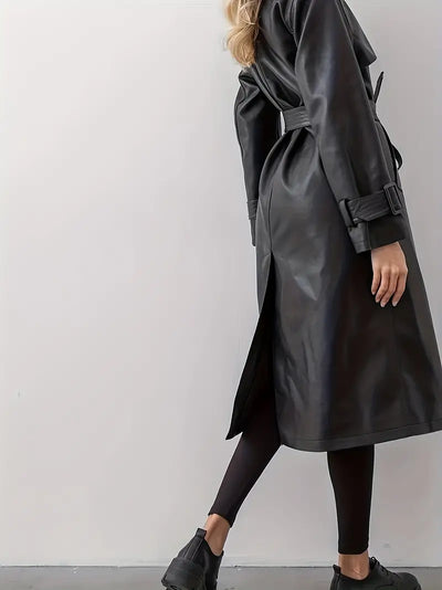 Leather trench coat with belt - Hayle
