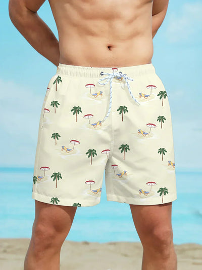 Tom - Beach shorts with palm tree pattern