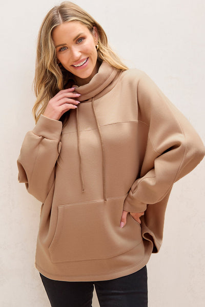 Aubrey - Turtleneck sweatshirt with drawstring and sleeves