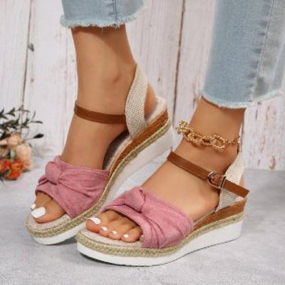 Women's wedge sandals with bow - Melania