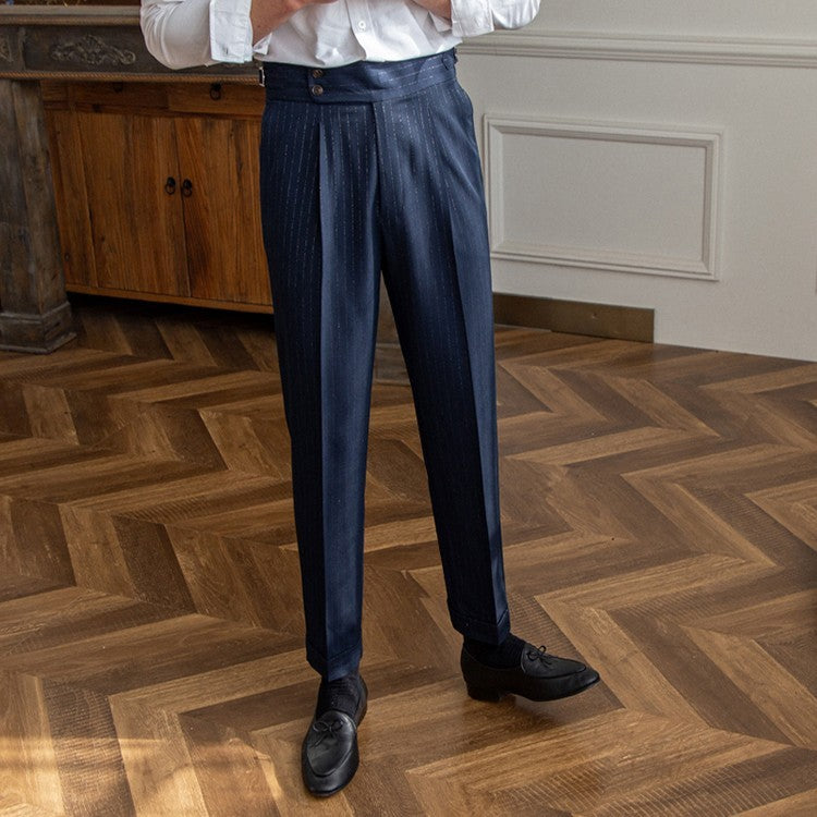 Henry - Naples high waisted gold silver striped straight leg pants