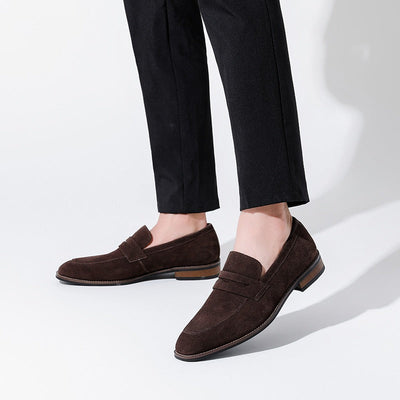 Men's brown suede leather classic loafers - Lancaster
