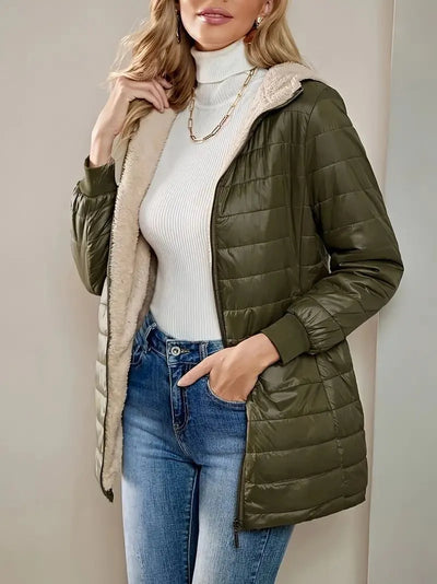 Carole - Wide, lined fleece jacket with hood