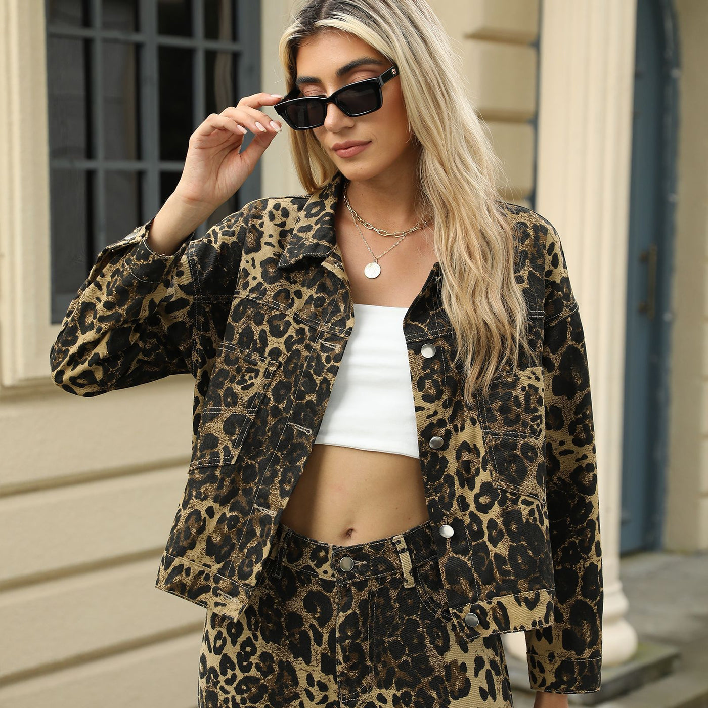 Leopard print denim set - Sylvie