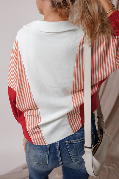 Vale - Oversized sweatshirt with stripes and contrasting V-neckline