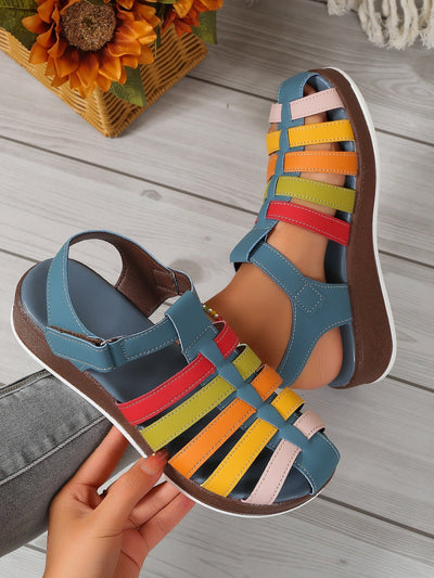 Multicoloured casual women's sandals with crossed straps and comfortable sole - Nayeli