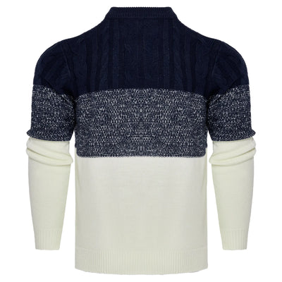 Giam - Long-sleeved, casual men's knitted jumper with colour blocks