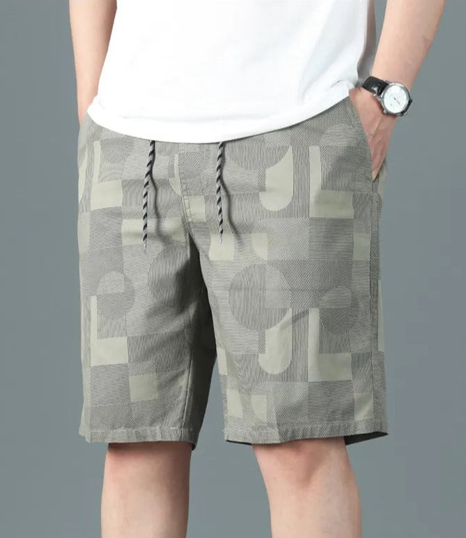 Men's geometric print cotton Bermuda shorts relaxed style - Mateo