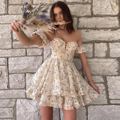 Nancy - Flower Cutout Small Wrap Dress