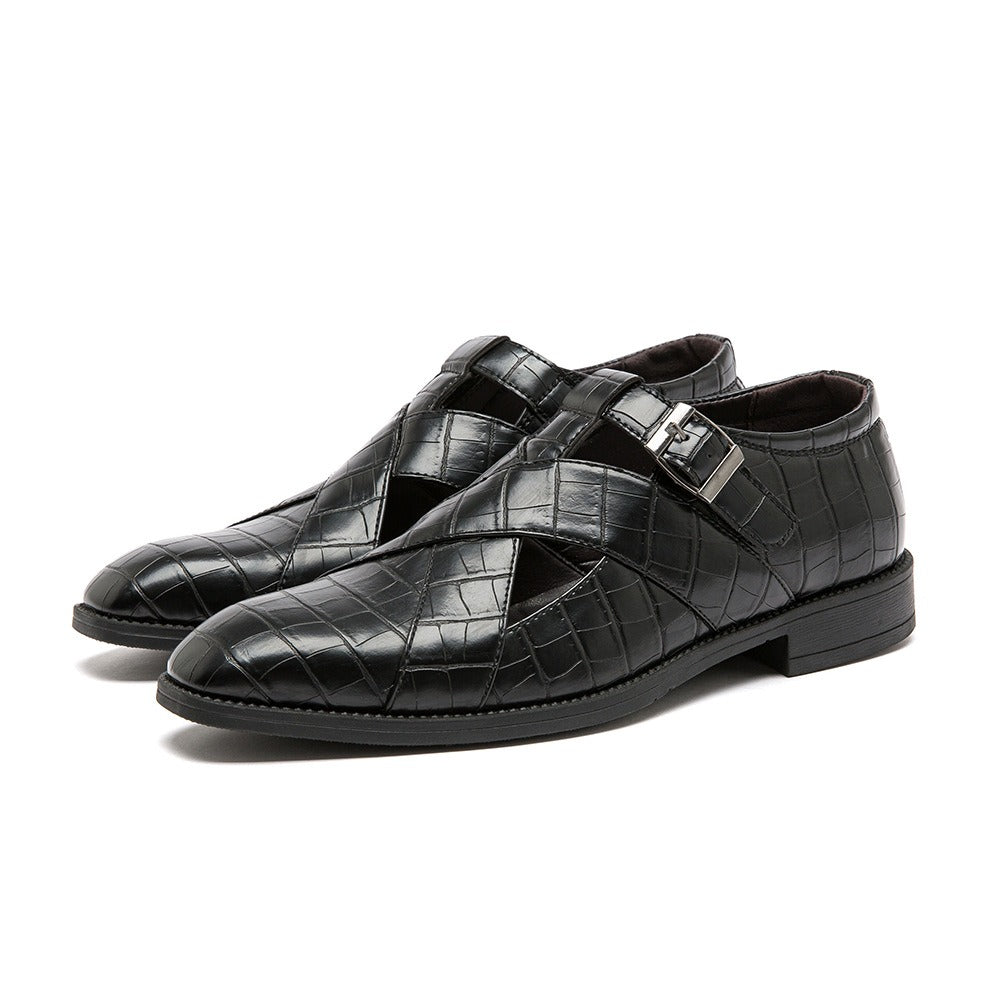 Formal men's shoes brown leather openwork design elegant - Ferrano