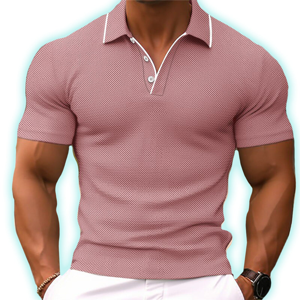 Slim fit men's polo shirt with button placket