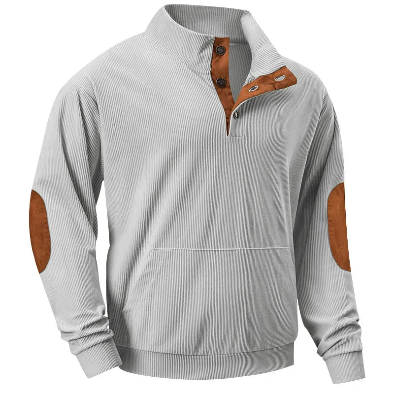 Kaym - Men's sweatshirt with stand-up collar and long sleeves with pockets