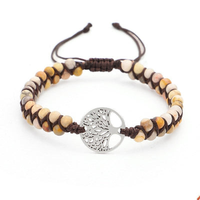 Yoga bracelet woven with tree of life charm