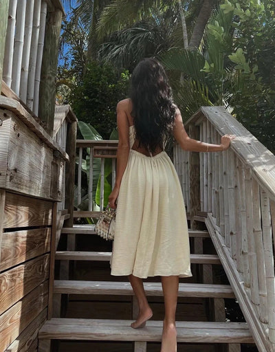 Addison - Backless Criss Cross Split Midi Dress