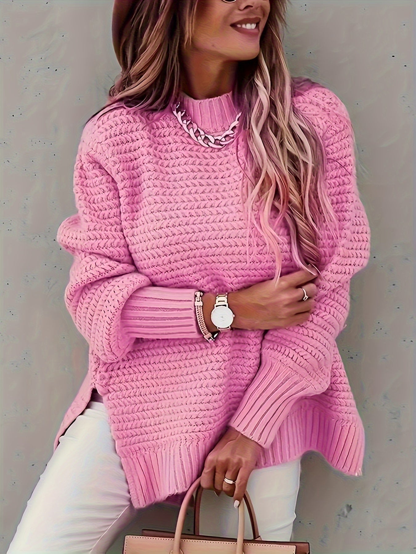 Women's Ribbed Knit Oversized Sweater - Eliane