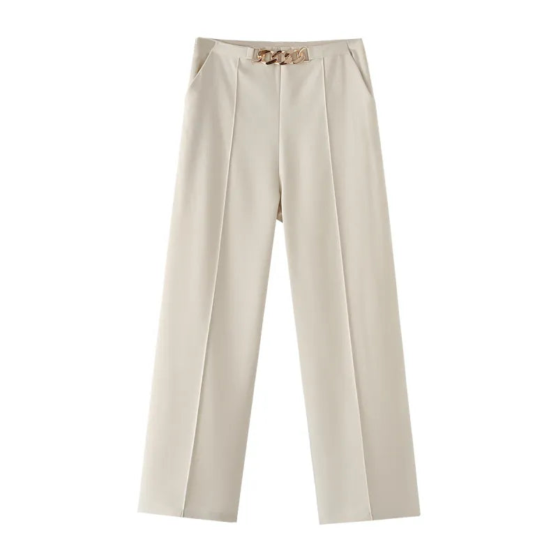 Rita - Temperament Entry Lux Workplace Metal Chain Suit Pants Three Piece Set