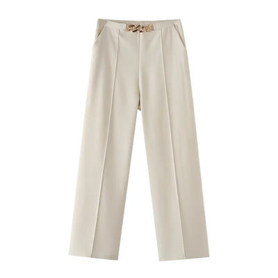 Rita - Temperament Entry Lux Workplace Metal Chain Suit Pants Three Piece Set