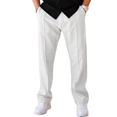 Comfortable, wide-cut men's trousers made from light, airy material