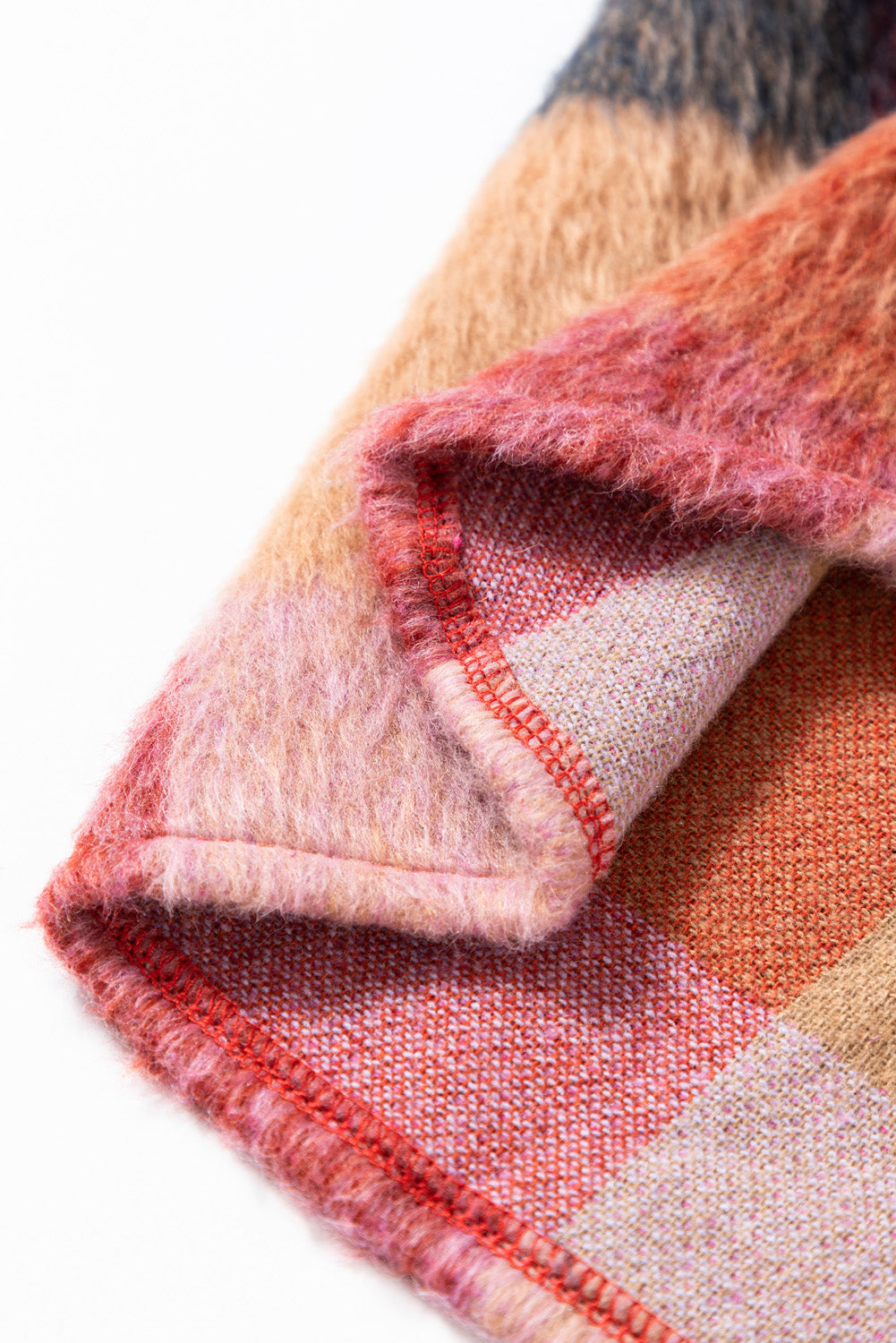 Danella - Orange checked oversized casual jacket with flap pockets and buttons