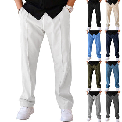 Comfortable, wide-cut men's trousers made from light, airy material