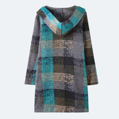 Women's Hooded Wool-Blend Checkered Coat - Freya