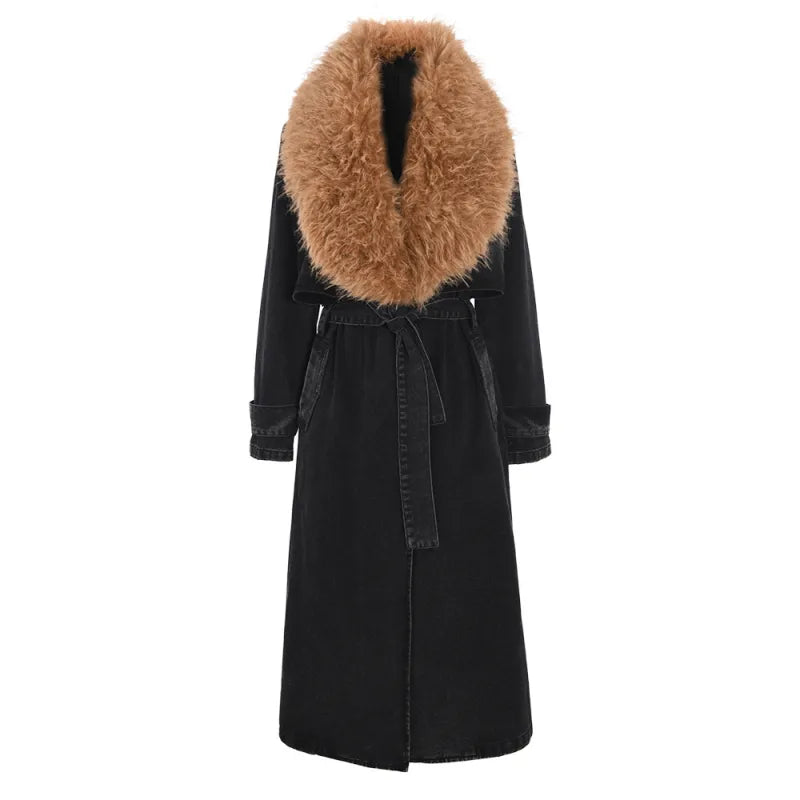 Danella - Trench coat in trendy denim for women