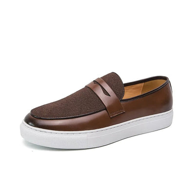 Men's brown leather casual loafers British style - Camden