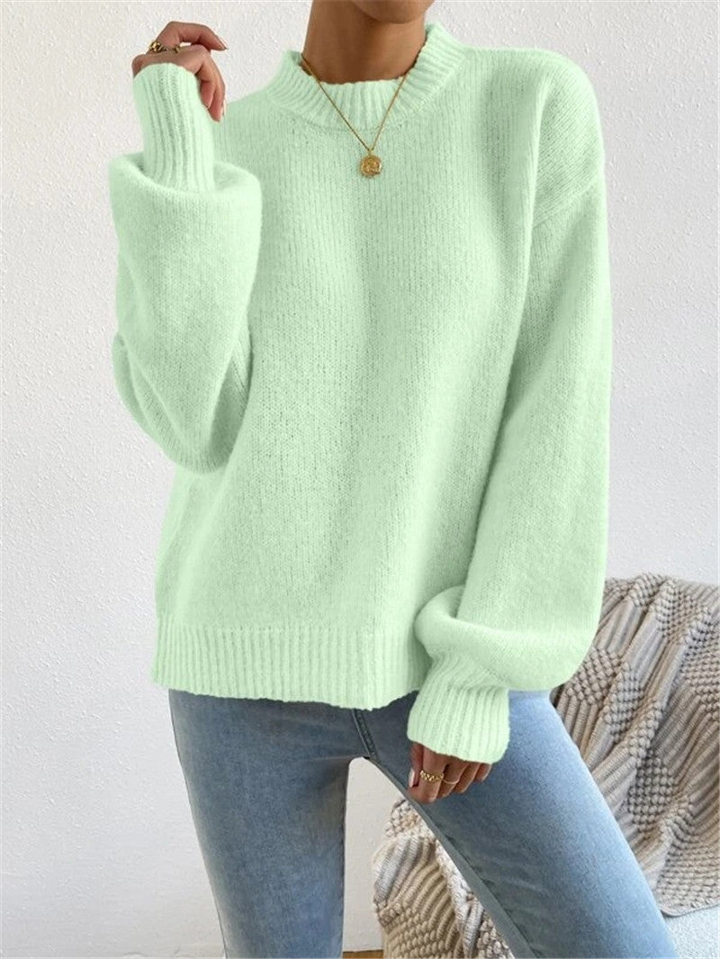 Women's Knit Sweater - Crew Neck Long Sleeve Pullover - Elodie