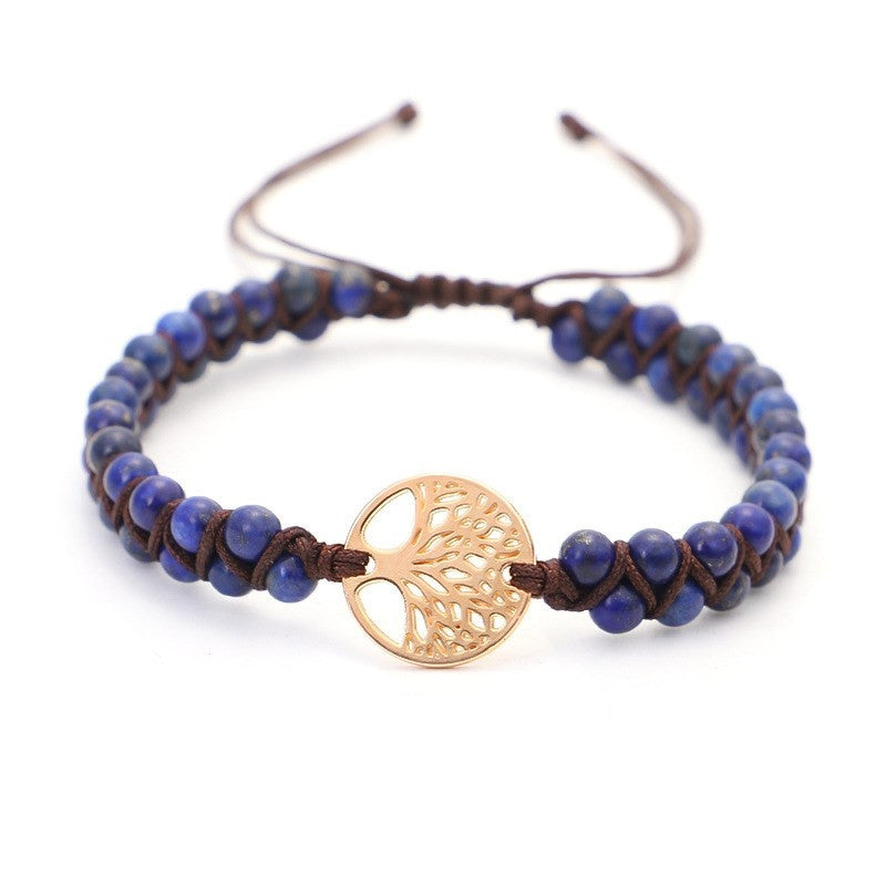 Yoga bracelet woven with tree of life charm