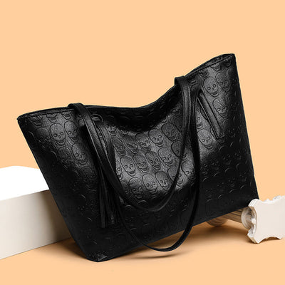 Handbag for women with skull print and large capacity