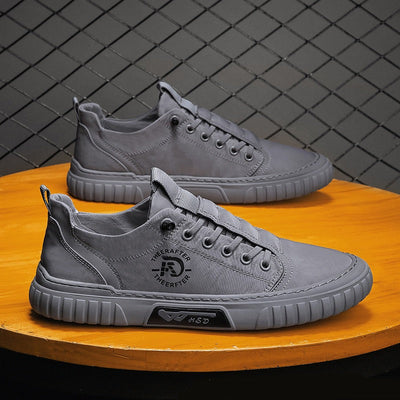 Men's casual shoes in matt grey breathable fabric - Lior