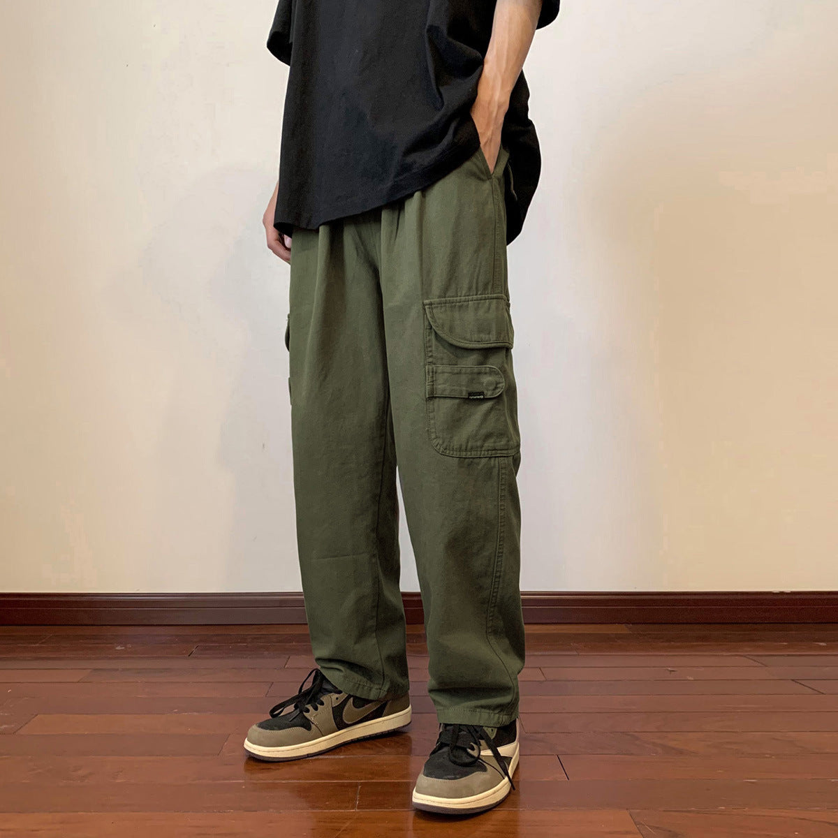 Liam - Army green summer thin straight pants