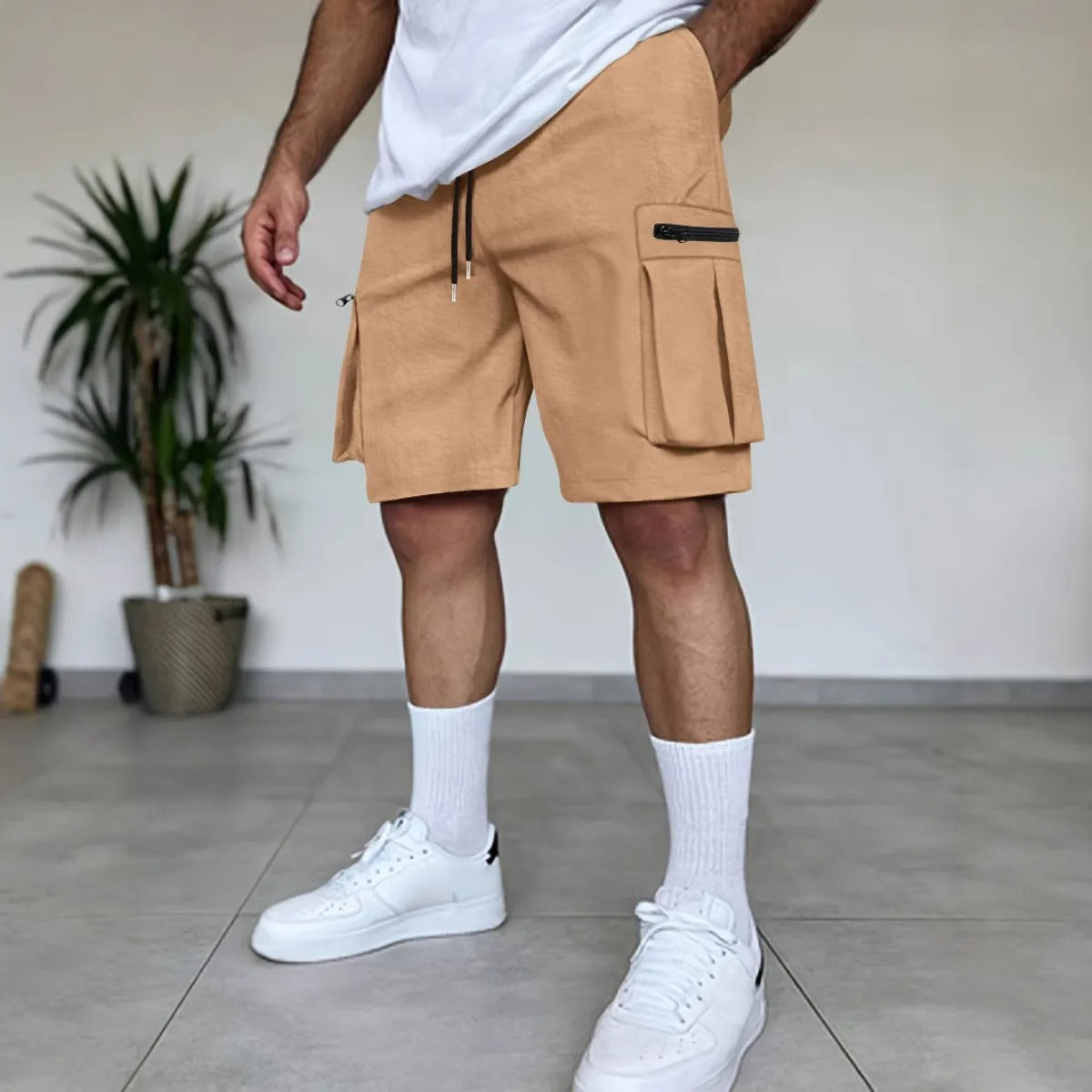 Men's cargo shorts utility pockets terracotta colour - Dakar