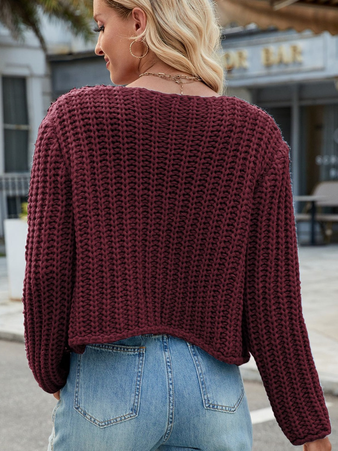 Women's Chunky Knit Buttoned Cardigan - V-Neck Pocket Design - Callista