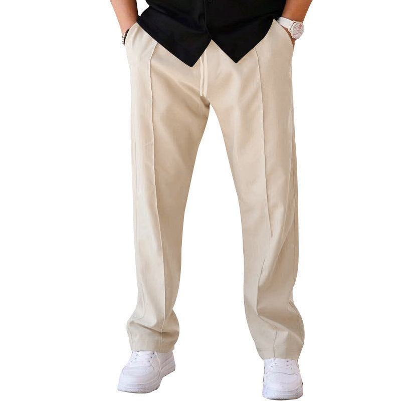 Comfortable, wide-cut men's trousers made from light, airy material