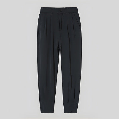 Elegant suit trousers with a tight ankle waistband for men