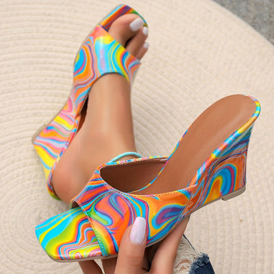 Abstract Leather Wedge - Mitzi