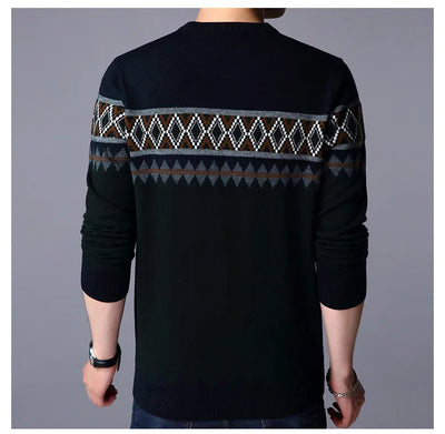Thomas - Men's knitted jumper round neck with colour blocks