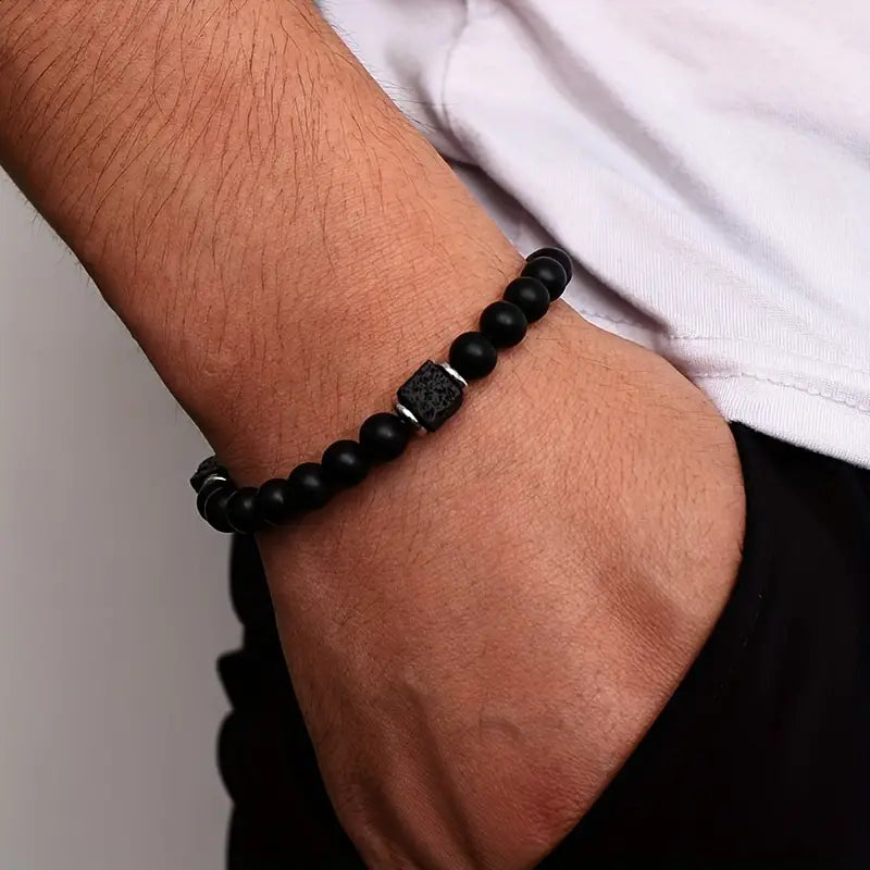 Matt onyx statement bracelet
