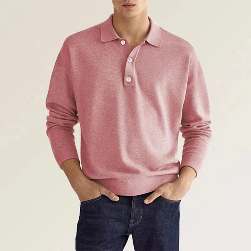 Classic long-sleeved polo shirt for men