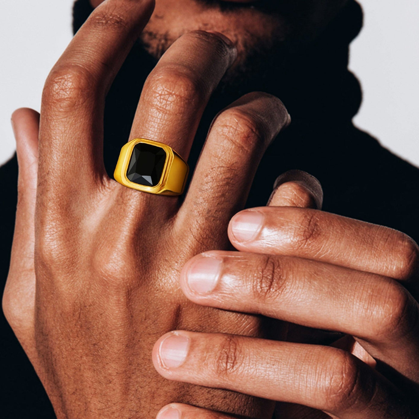 Aureus Black Stone Square Ring