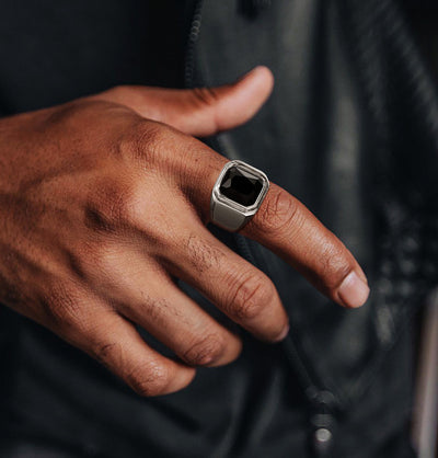 Aureus Black Stone Square Ring