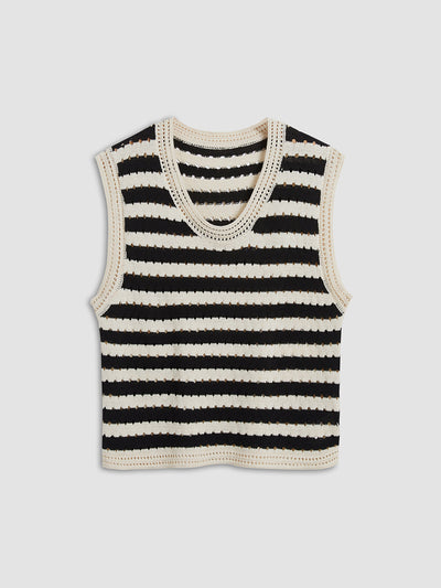 Classy Stripe Crochet Sweater Vest
