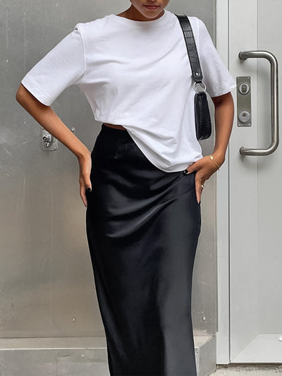 Eva - satin maxi skirt: casual style