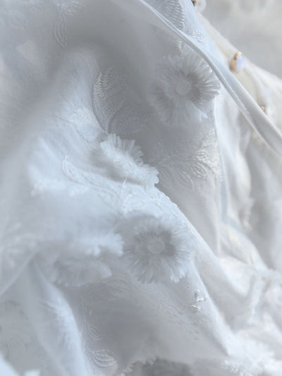 Sophie - Oversized Semi-Sheer Embroidered Floral Blouse