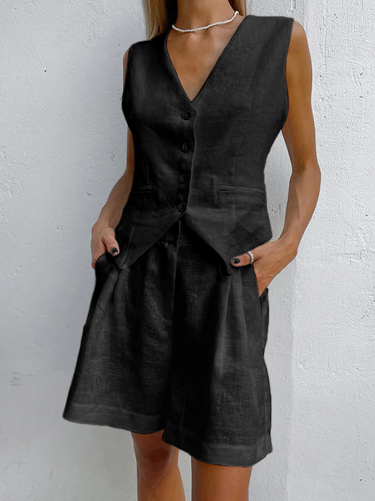 Xenia - Women's Chic Sleeveless Vest & Trousers Set