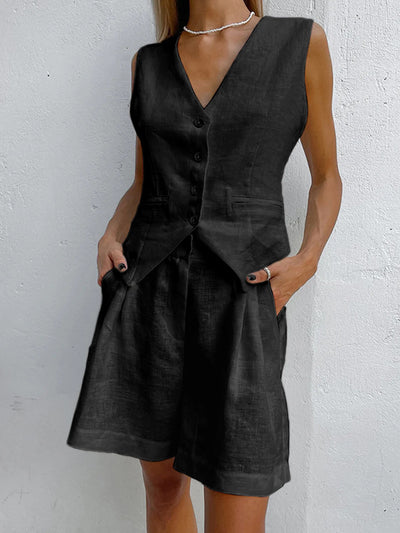 Xenia - Women's Chic Sleeveless Vest & Trousers Set