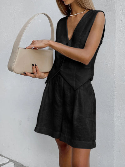 Xenia - Women's Chic Sleeveless Vest & Trousers Set